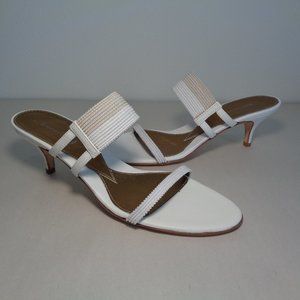 Pancaldi Size 9 M 39 Eur White Sand Heeled Sandals New Women's Shoes